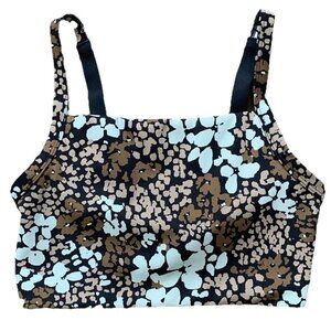 Aerie Offline Square Neck Sports Bra Brown Multicolor Floral Size XS Unlined NWT